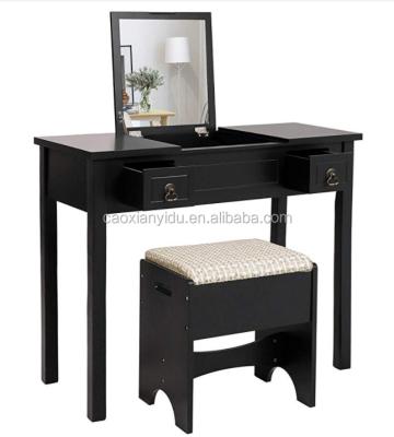 China Dresser Dresser Suit With 3 Drawer Removable Black Flip Mirror Cushion Bench Makeup Dressing Table for sale