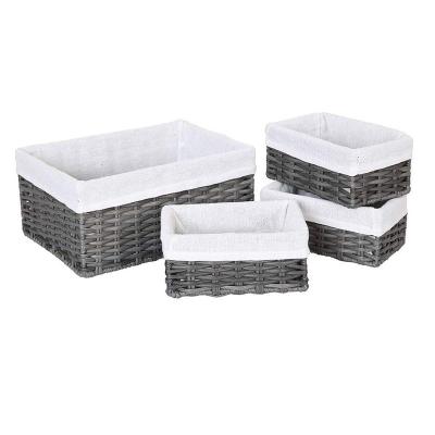 China Viable Handmade Wicker Basket Set Woven Decorative Finished Nested Basket Suitable for Bedroom and Bathroom (4-Piece Set) for sale