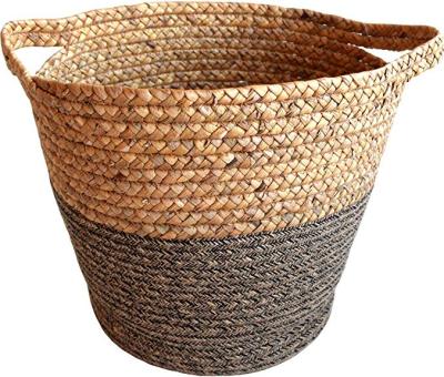 China Sustainable hand - woven natural seaweed and cotton baskets are suitable for bedroom storage and planting green plants for sale