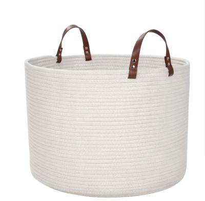 China Large Capacity Sustainable Eco - Friendly Cotton Rope Storage Basket for sale