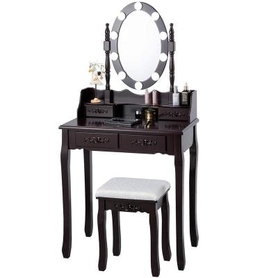 China (Other) adjustable dressing table set bedroom with 10 LED light bulbs equipped with dressing stool and dressing table for sale