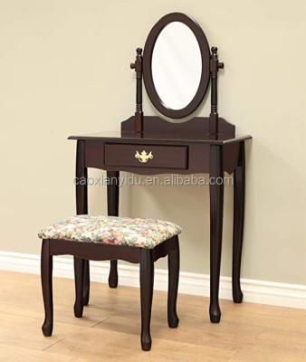 China The elegant and noble coffee dresser dressing table has a 360 degree rotating mirror and a soft cushion dressing stool for sale