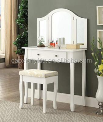 China Upright dresser white three mirror the table and dressing stool composition dresser for sale