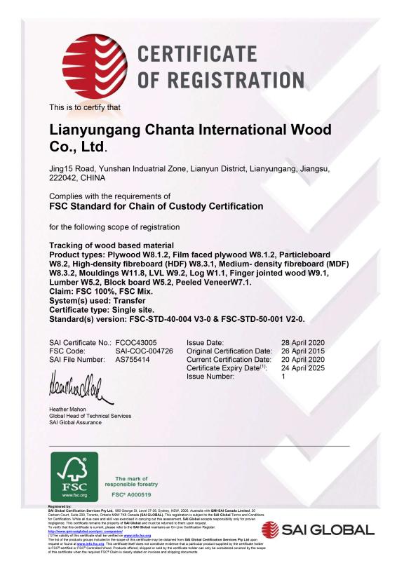 FSC - Lianyungang Chanta International Wood Co., Ltd.