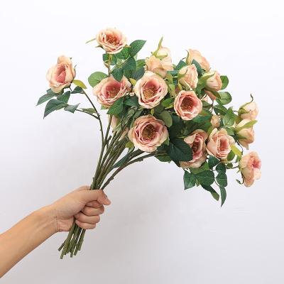 China Artificial Flower Wholesale Three Camellia Home Living Room Decoration Minimalist Simulation Flower en venta