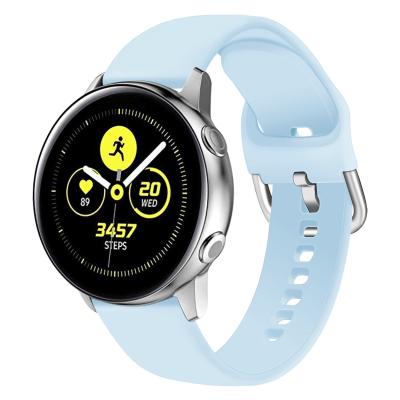 China Sports Solid Color Silicone Watch Band Factory Direct 20mm Elastic Band Colorful Silicone Watch Band For Samsung Galaxy Watch Active 2 for sale