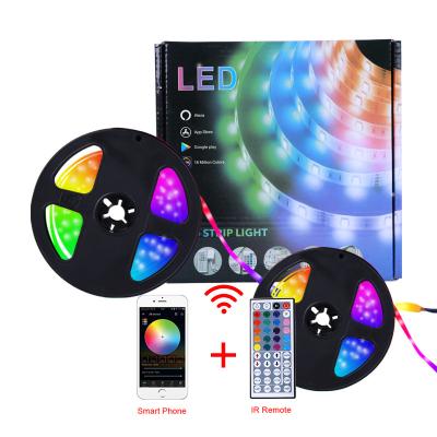 China EL-2835-300RGB-5M-IP65 Rechargeable Battery RGB LED Strip Light Kit with 12V Remote Control Colorful LED Strip Light for sale