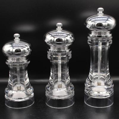 China Viable Manual Pepper Grinder Acrylic Manual Pepper Grinder Mill Mix Silver Color for sale