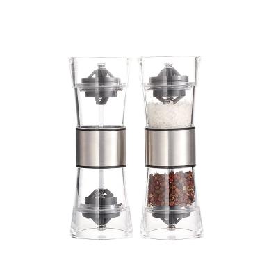 China Viable Set Ceramic Mechanism Salt Pepper Grinder With Adjustable Coarseness Manual Acrylic Pepper Grinder for sale