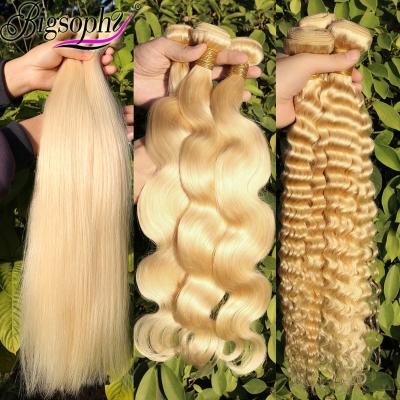 China Raw Deep Wave 10A Indian Hair 50 Inch Deep Wave Hair 613 Bundles 613 Bundles Blonde Curly With Lace Headbands Virgin Hair Weave Bundle for sale