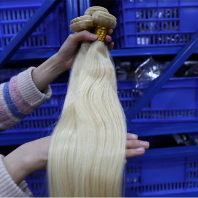 China 100% Silky Straight Virgin Silky Straight Human Hair, Lightest Blonde Bundle Weft Extension, 613 Bundles High Quality Remy Beauty Women for sale