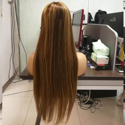 China High Quality Hot Selling Comfortable Healthy 130 Front Wig Pre Plucked Straight P4/27 13*4*1 Hair T Piece Lace Frontal Wig 150 180 Density for sale