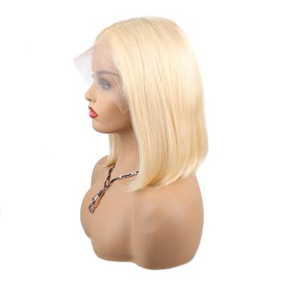 China 100% Human Hair Wigs, Short Bob Wigs 12Inch 16Inch 180% Lace Frontal Body Wave 613 Wig Blonde Bob Hair Density For Women With Wholesale Price for sale