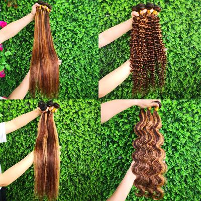 China Wholesale 100% Piano Color Silky Straight Pure Human Hair Brazilian Wave Bundles P427, Top Selling Straight and Body with Deep Ombre Blonde Hair for sale