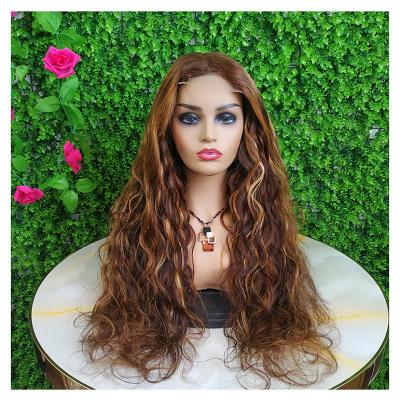 China Natural Virgin Indian Pre Plucked Hair Ombre Hair Highlight Body Wave Lace Front Wigs, P4/27 Honey Brown Piano Color Virgin Human Wig For Black Women for sale