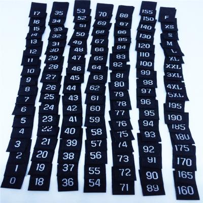 China ZD washable in stock standard number size label for jeans jacket shirt collar garment woven labels for sale