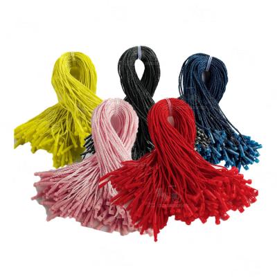 China Hang Tag Strings Plastic Garment Colorful Blue Black Red Yellow Colorful Seal Pink Lockable Polyester Twine For Clothes for sale