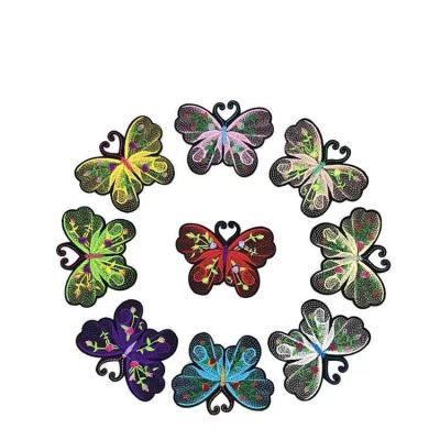 China Other ZD Colored Iron On Embroidery Butterfly Patches For Lady Dress for sale