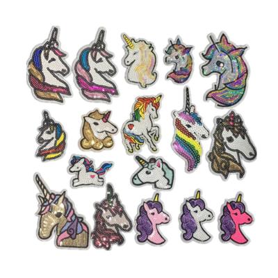 China Other ZD unicorn sequins computer embroidered fabric patch children's embroidery decorative patch for sale