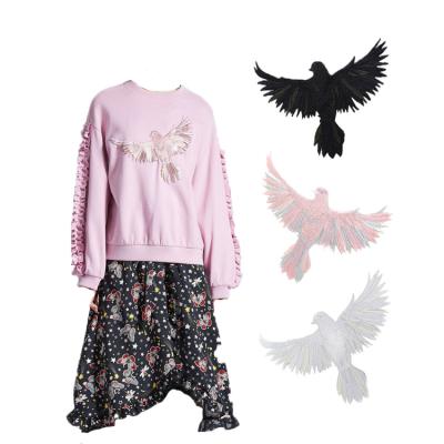 China ZD Other Color Fabric Dove Eagle Embroidered Animal Patch Large For Clothing Pants Blouse for sale