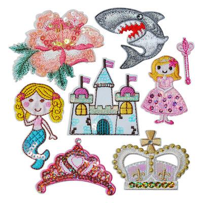 China Other ZD Cartoon Castle Princess Embroidery Cloth Patch Accessories Patch Computer Embroidery Label for sale