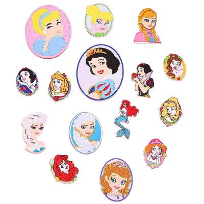 China ZD handmade wholesale custom girl dress up bag badge cartoon princess mermaid embroidery patches diy for sale