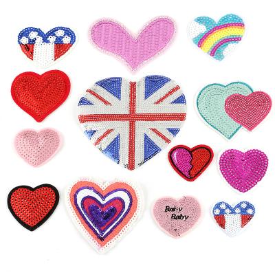 China Other ZD cute pink baby girl small size colorful iorn on mini embroidery heart patches for kids clothing for sale