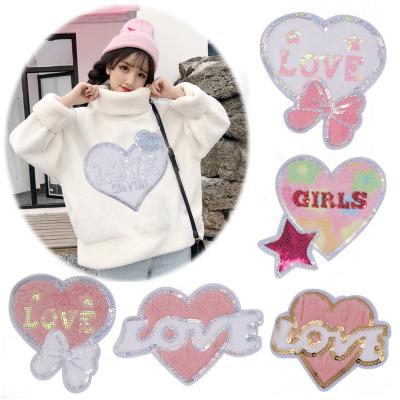 China Other ZD Butt Pink Fashion Love Heart Embroidery Girl Women Korea Clothing Patches for sale