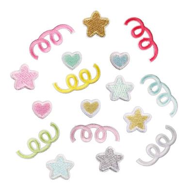 China Other ZD Glitter Embroidery Patches Star Cute Heart Cartoon Patch For Shoe Clothing Bag for sale