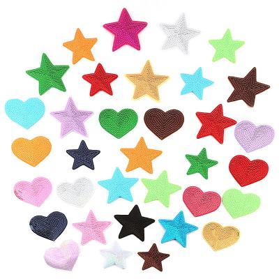 China Other ZD Bulk Sale Colorful Embroidered Hot Cute Stock Mini Size Embroidered Iron On Star Heart Patch For Kids Clothes for sale