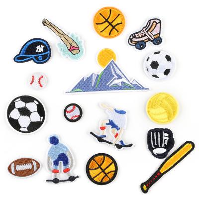 China Other ZD Roller Skates Patches Baseball Football Iron On Embroidery Patch Sports Apparel Design Applique Patches for sale