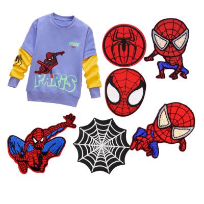 China ZD Handmade Hot Sale Iron On Hero Cartoon Series Spider-Man Embroidered Patches for sale