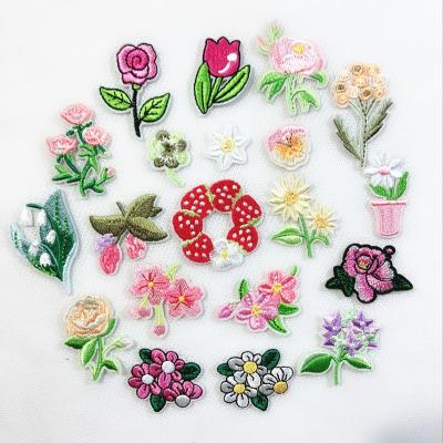 China Other ZD custom lovely small flower floral embroidery patches for kids clothing jeans shirt applique for sale