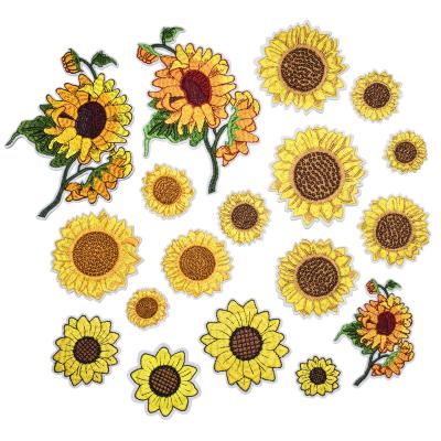 China Other ZD Yellow Sunflower Flower Embroidery Patch For Women Garment Shirt Bag Decoration Applique for sale