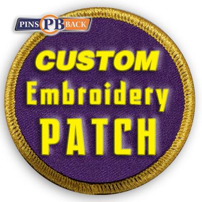 China 3D sew on embroidery patches hook loop OEM ODM manufacturer merrowed custom embroidered iron on patch for sale