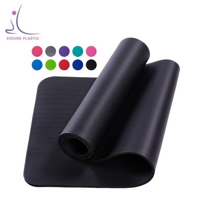 China Extra Thick Large 10mm 15mm NBR Custom Non-Slip Logo Non-Slip Yoga Black Mat for sale