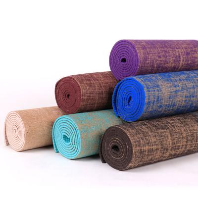 China Original Plant Foam PVC Top Material Waterproof Natural Bottom Weight Fabric Yoga Mat Hemp Jute Yoga Mat for sale