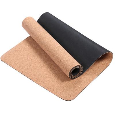 China Foldable thin natural rubber unique design premium non-slip/durable/eco-friendly and simple cork cork yoga mat for sale