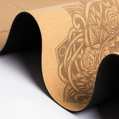 China Non-Slip/Durable/Eco-Friendly Private Label Certified Eco-Friendly Thick With Mandala Natural Rubber Cork Yoga Mat for sale