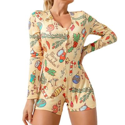 China Women's Sexy Deep V-Neck Jumpsuit Printing Jumpsuit Rompers QUICK DRY Casual Onesie Plus Size Pajamas Pajamas Wholesale for sale