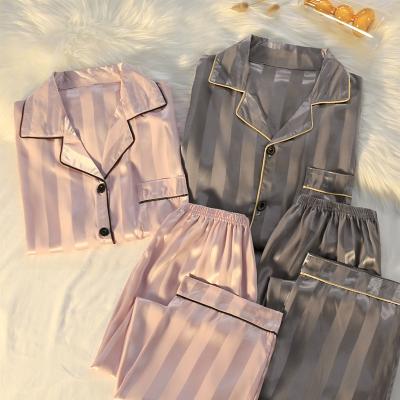 China Lady QUICK DRY Women Silk Satin Pijamas Two Piece designer pajamas sleepwear couples matching pajamas couple pajamas sets silk pajamas for sale