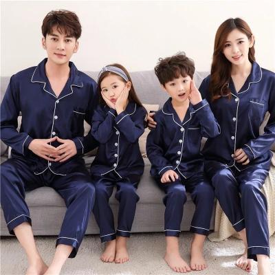 China QUICK DRY Simple Satin Sheath Long Sleepwear Nightgowns Pajamas Family Pajamas Sets Pajamas Family Matching Pajamas for sale