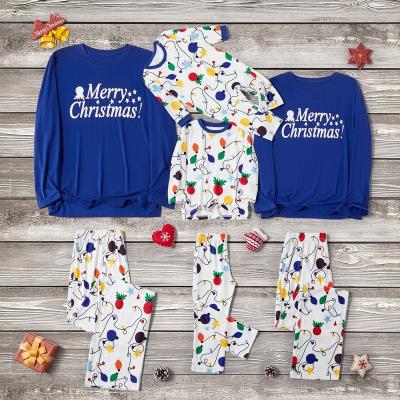 China QUICK DRY Casual Home Wear Parent-child Long Sleeve Cartoon Print Christmas Pajamas Set for sale