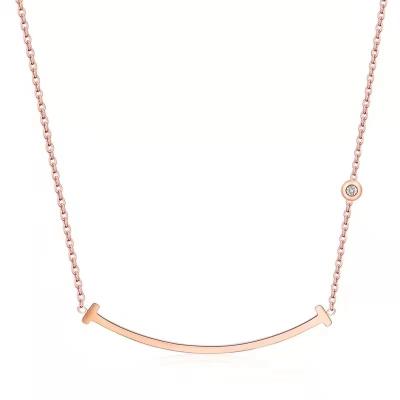 China Widely Used Fashion Rose Gold Titanium Steel True Diamond Necklace Exquisite Workmanship Special Design for sale