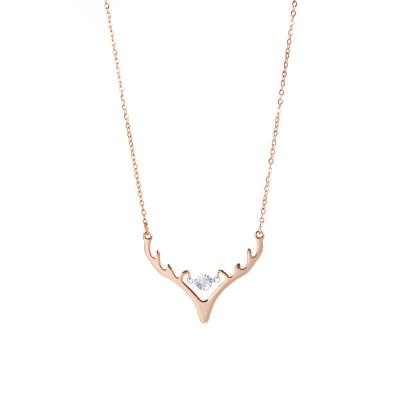 China High Quality Fashion Custom Made Rose Gold Titanium Steel True Diamond Necklace Exquisite Workmanship for sale