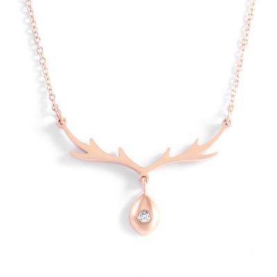 China Diverse Fashion Rose Gold Titanium Steel True Diamond Necklace Good Quality Exquisite Workmanship for sale