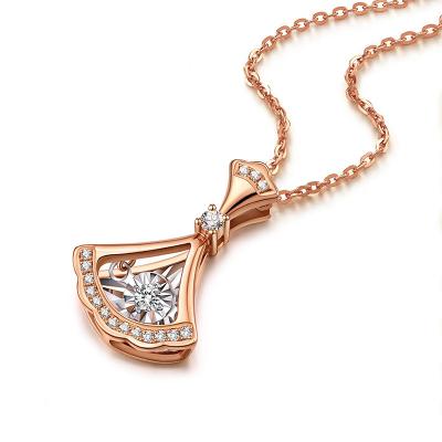 China High-end Fashion Rose Gold Titanium Steel True Diamond Necklace Exquisite Workmanship Technology Manufacturing for sale