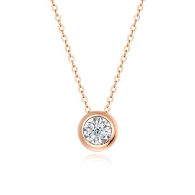 China Exquisite Workmanship Newcomers Shape Rose Gold Titanium Steel True Diamond Necklace for sale