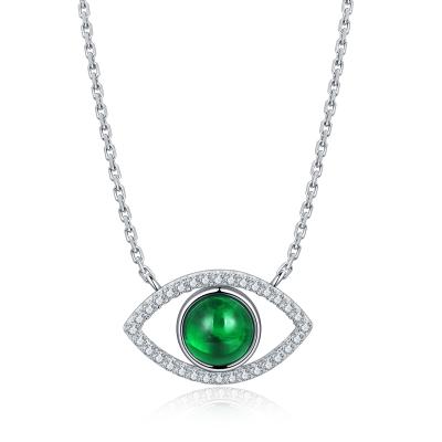 China Exquisite Workmanship Creative Design S925 Sterling Silver Plated 18k Gold Emerald Necklace (With Certificate) for sale