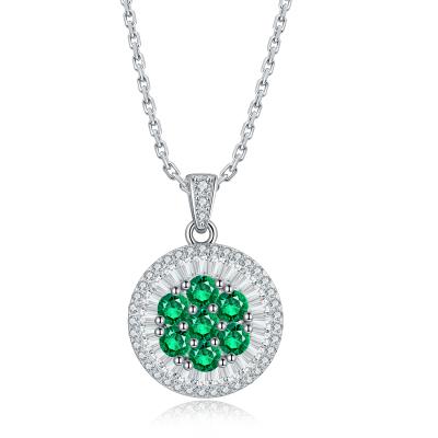 China Exquisite Workmanship New Design S925 Sterling Silver Plated 18k Gold Emerald Necklace (With Certificate) for sale